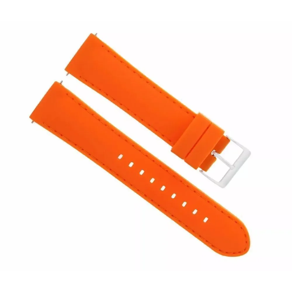 NWT Fossil Orange Watch Strap Belt Silicone Silver Buckle